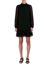 BCBG Paris Womens Black Shimmer Long Sleeve Sheered Dress Women’s XS NWT