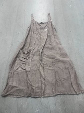 Puro Lino Tank Dress Women L? 32" Chest Taupe Linen Sleeveless Oversized Coastal