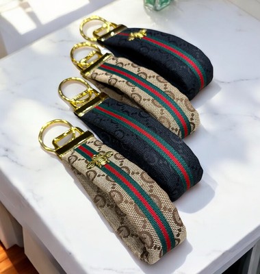 Gucci Designer KEY FOB WRISTLET Keychain With Gold Hardware With