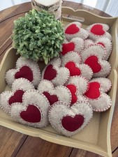 Valentine's Day Cookie felt heart ornament/ home decor: Set Of 2