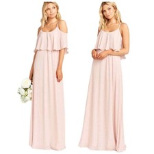 Show Me Your Mumu Caitlin Ruffle Maxi Dress Dusty Blush Crisp Size M