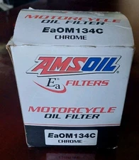 Amsoil # Eaom134 Motorcycle Engine Oil Filter Chrome New 
