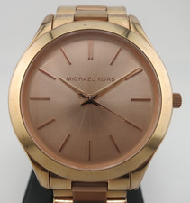 Michael Kors Rose-Gold Tone Ladies Slim Runway Steel Watch - MK-3197 - New Batt