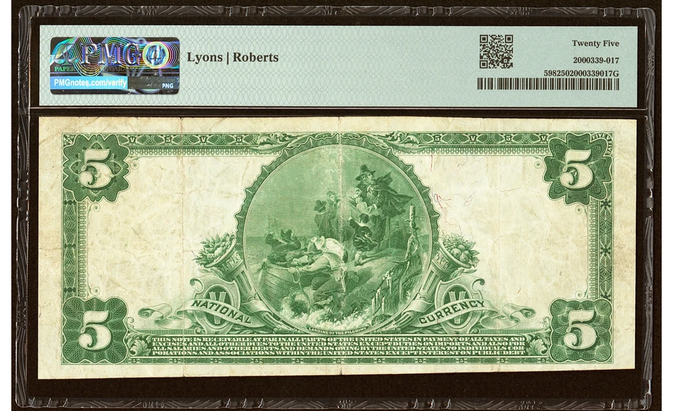 Montoursville, PA $5 1902 Plain Back Fr.598 The First National Bank  6997 PMG 25 - Image 2 of 2