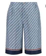 Gucci Geometric Square G Print Blue Silk Shorts Men s Size 52 Authentic