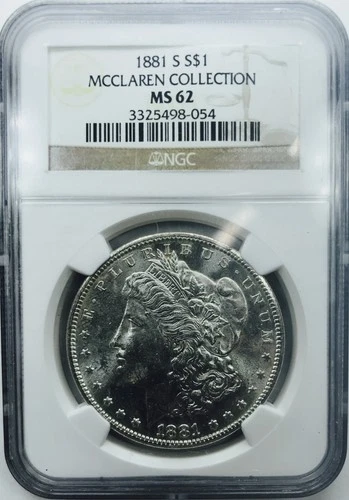 1881 S MORGAN DOLLAR! NGC MS62! MCCLAREN COLLECTION! GREAT LUSTER! NR #P1649