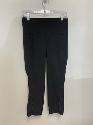 Lululemon Swift Speed High Rise Crop 21  Womens 8 Solid Black Reflective Legging