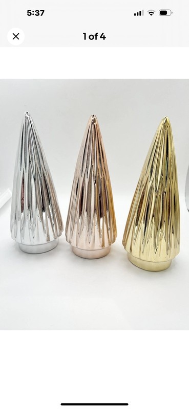 Cupcakes & Cashmere Gold Pink Silver Iridescent Christmas Trees Mantel 7 iN