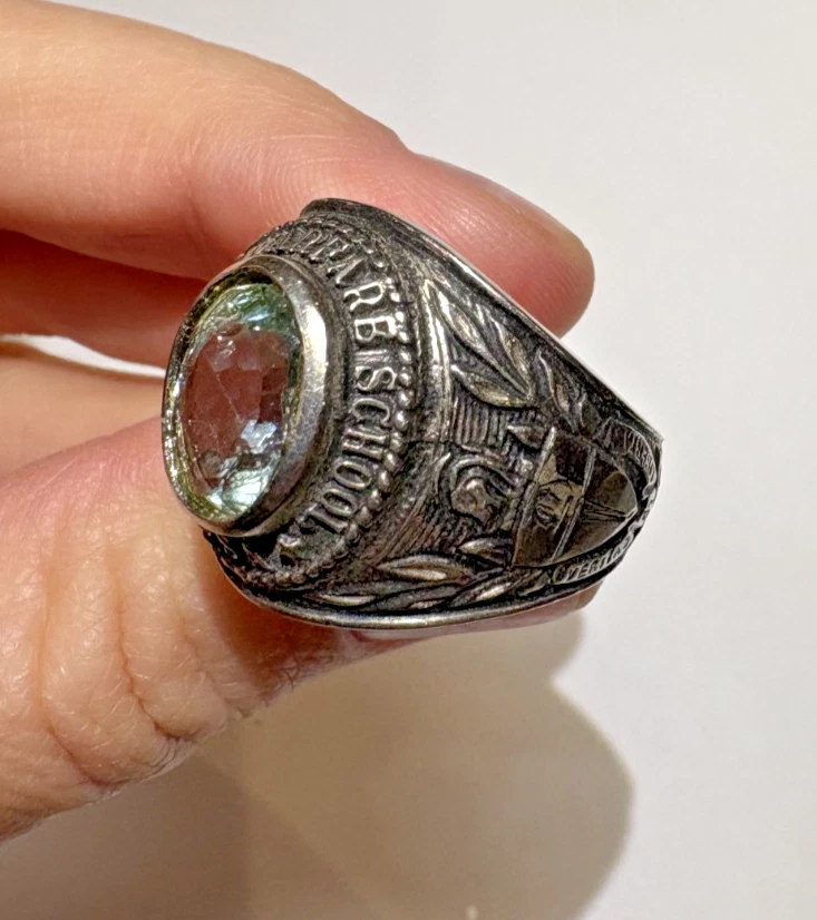 Anillo enchapado en plata con topacio azul militar escuela guerra especial del ejército de Estados Unidos talla 9,5 Foto 3 de 4