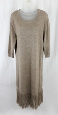 Ulla Johnson Women's Light Brown Fringe Baby Alpaca Midi Sweater Dress Medium