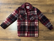 Vtg WOOLRICH Wool Red Plaid Sherpa Lined Jacket 60s 70s Talon Zipper Sz S