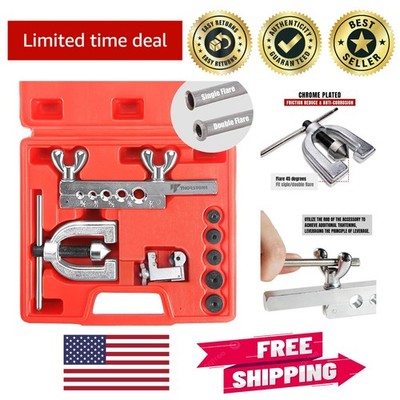 Versatile Double & Single Flaring Tool Set with Extra Adapters - 45 Degrees