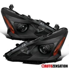 Projector Headlights Fit 2013-2015 Altima Sedan Black Headlamps Left+Right 13-15
