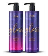 Kit Fox Gloss Professional 2x1L Treatment Keratin Brazilian 100 Liso Natural
