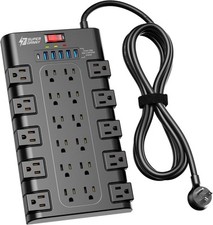 Power Strip, SUPERDANNY Surge Protector with 22 AC Outlets and 6.5 ft, Black