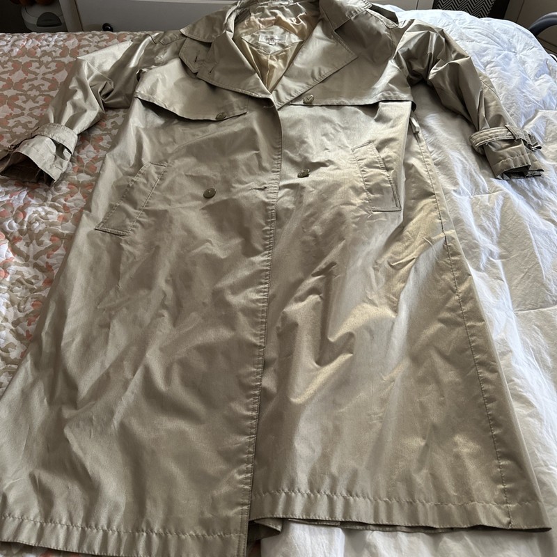 Worthington Womens 12 Petite Tan Polyester Button Down Long Sleeve Trench Coat