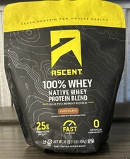 Ascent Native Fuel Whey Protein Powder Chocolate 1 Lb Exp 8/2026