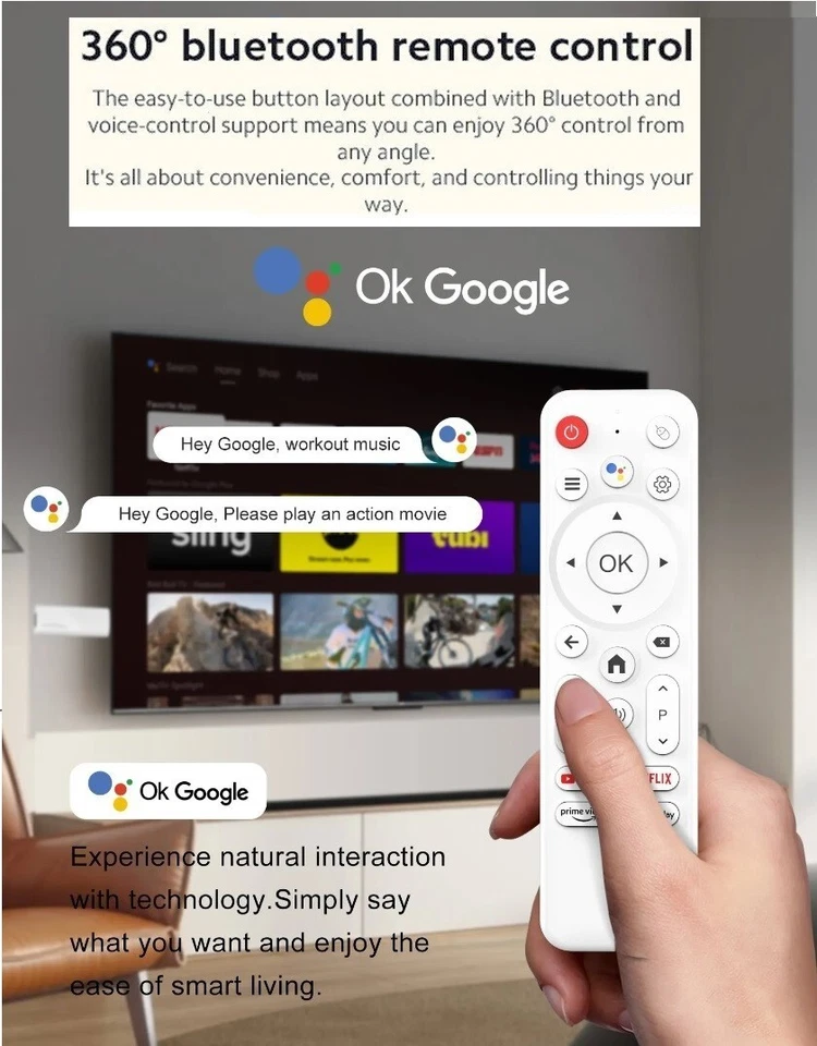 NEW Android 14 Fire Tv Stick Box 4K 2 Wifi BT-Sprachfernbedienung YouTube Apps+ - Bild 3 von 4