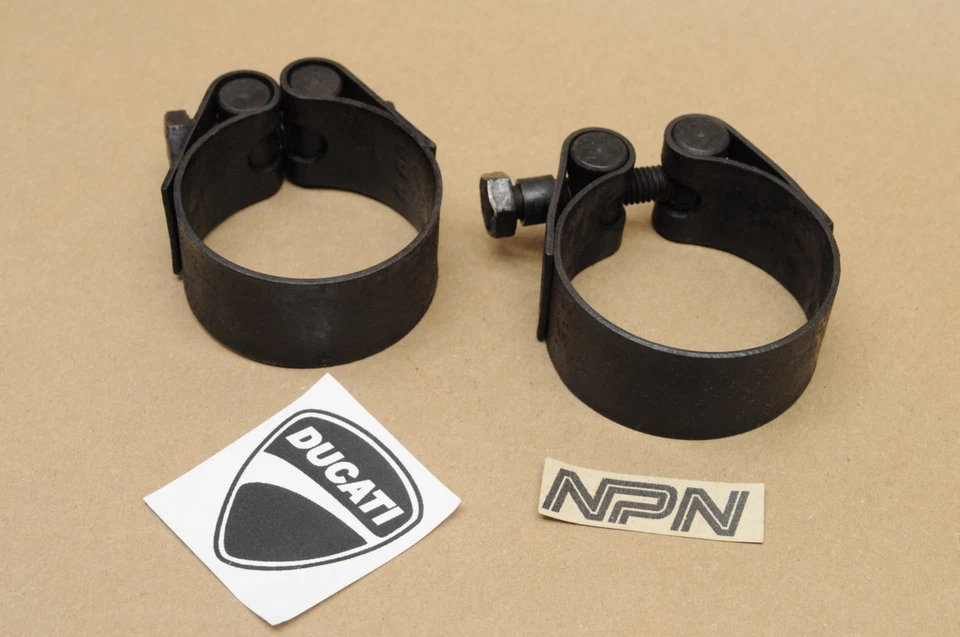 Vtg Ducati Pantah Cagiva Alazzurra Exhaust Muffler Pipe Clamp 50mm OEM Lot Qty 2 - Image 2 of 3