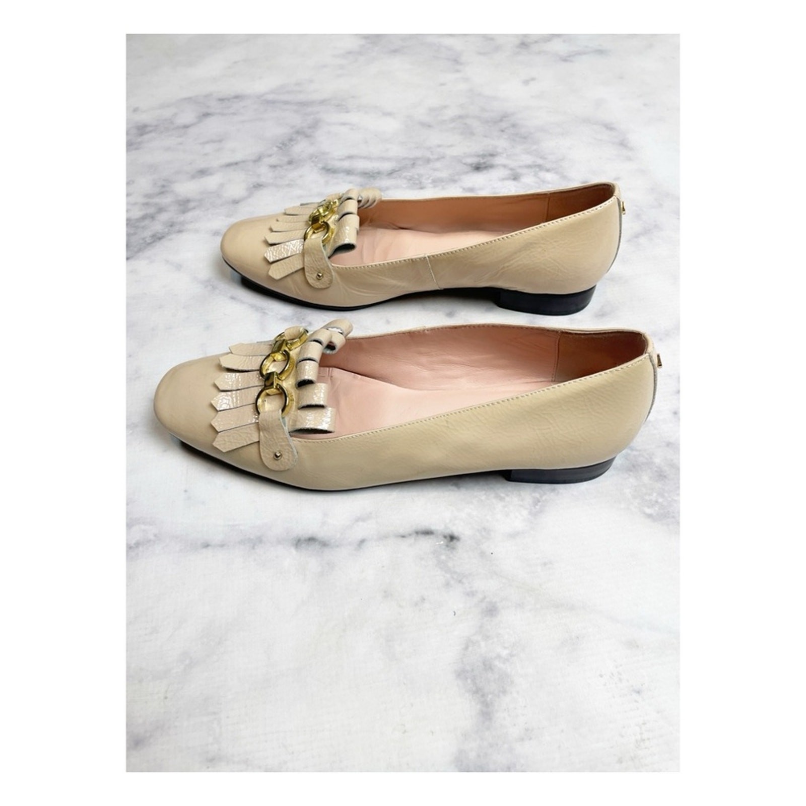 Kate Spade Brie Nude Patent Leather Kiltie Fringe Loafer Flats Classic Sz 7.5 thumbnail 5