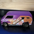 Vintage 2007 Hot Wheels Purple Custom '77 Dodge Van, "News TV, 68" Rare Original