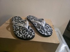 Michael Kors Black/White - Silver MK Logo Flip Flop Sandals - Multiple sizes