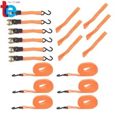 6 Set 20 Ft Ratchet Tie Down Straps 1700LBS Break Strength Safety Lock S Hooks