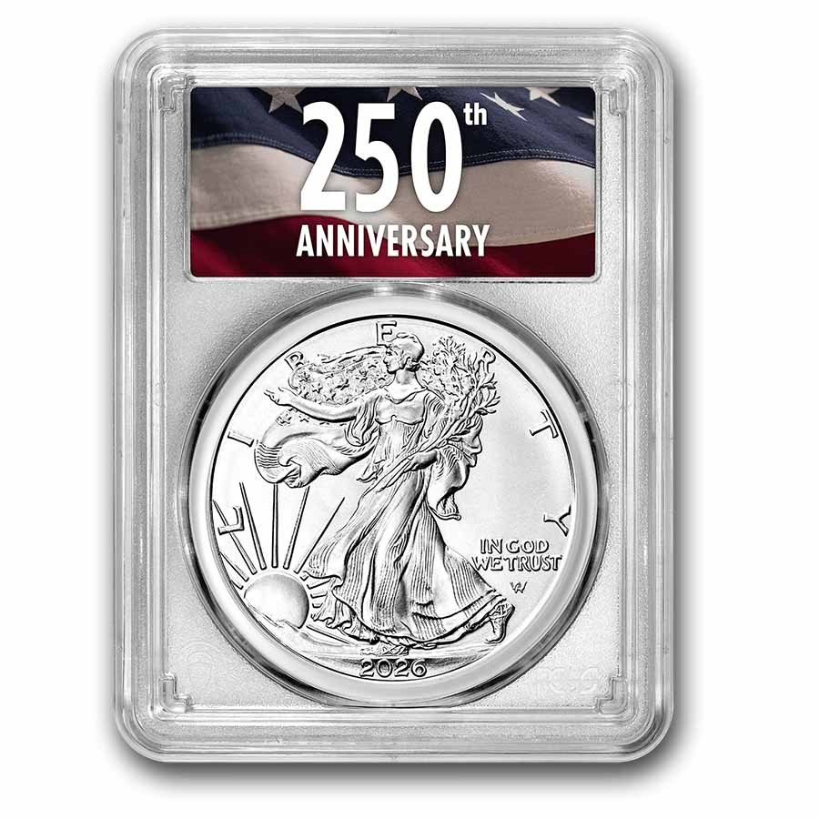 2026 American Silver Eagle MS-70 PCGS (FS, 250th Anniv Label)-Pre