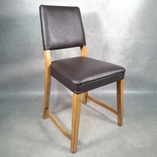 Dining Chair Vintage Brown Faux Leather Wooden Frame Retro Café Pub Restaurant
