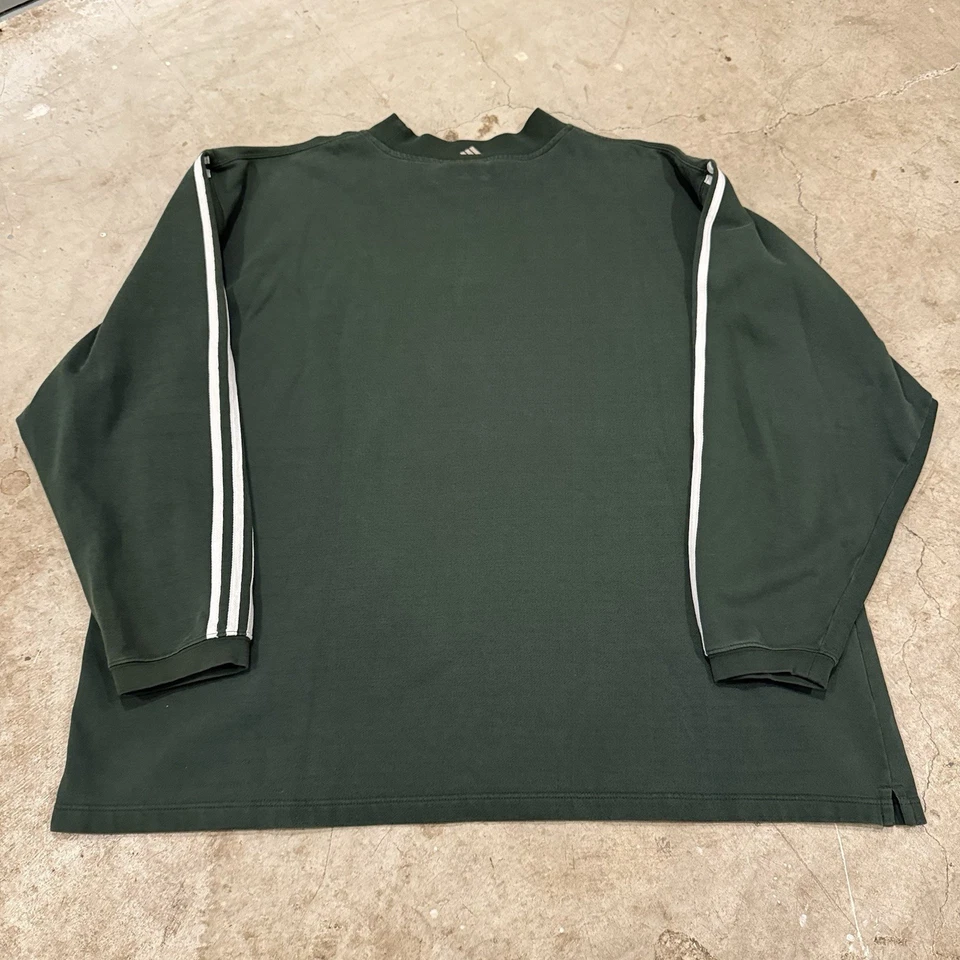 Sudadera Adidas Vintage Años 90 Cuello Redondo Verde Para Hombre 2XL Pesada 3 Rayas Foto 2 de 4