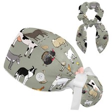 Adjustable Working Cap Hair Ties Scrunchy Ponytail Pocket Sunflower Pattern