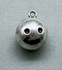 Vintage Sterling Silver Bowling Ball Charm Two Finger JMF