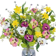 3 Bundles Artificial Fake Wildflowers Silk Flowers with Stems Mixed Colorful ...