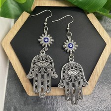 3.5  Lucky Silver-tone Earring Set Boho Retro Drop Dangle New Free Ship B6205