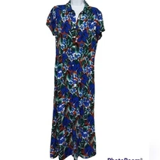 J Crew Factory maxi dress women M Floral Tropical Button Down beach vacation