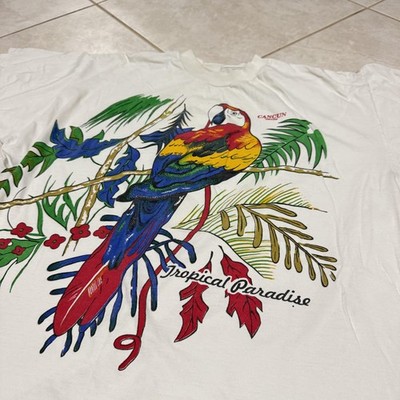 Vintage Cancun Mexico Tropical Paradise T-Shirt Mens Large Parrot Graphic Tee
