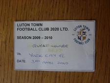 03/05/2010 Ticket: Play-Off Semi-Final Conference - Luton Town v York City (Gues