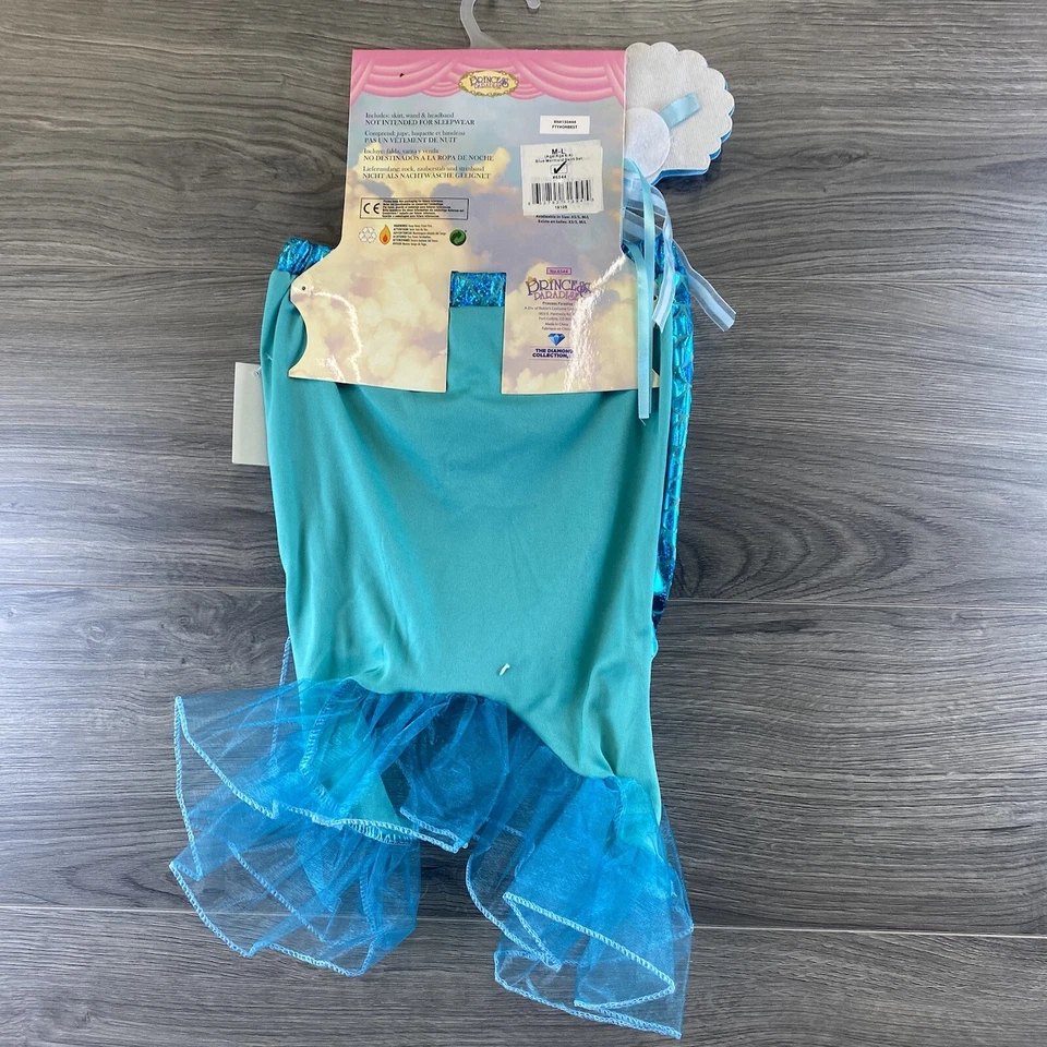 Conjunto de Saia Princesa Paraíso M L Sereia Azul Fantasia Infantil 3 Peças Vestir - Imagem 2 de 4