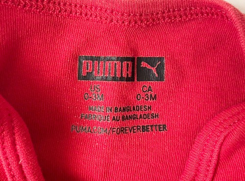 Body Puma 0-3M Bebé Niño Manga Larga Rojo Negro Logo - Imagen 4 de 5