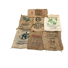 Burlap Jute Sacks Bags Coffee Cacao Bean Vintage Variety Display Art You Choose