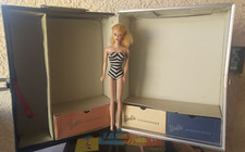 VINTAGE 1961 BARBIE 1963 BARBIE DOLL DOUBLE WIDE BLACK CARRYING CASE