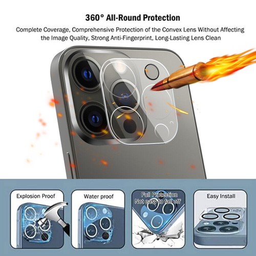Tempered Glass Camera Lens Cover Screen Protector For iPhone 14 13 12 11 Pro Max - Photo 3 sur 11