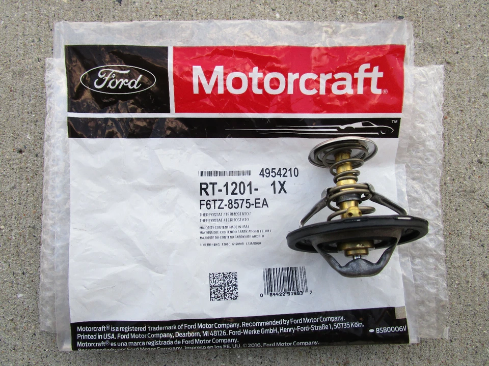 TERMOSTATO REFRIGERANTE MOTOR FORD F6TZ-8575-EA F6TZ8575EA MOTORCRAFT RT1201 FABRICANTE ORIGINAL NUEVO Foto 2 de 4