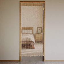 Bamboo Wood Beaded Curtain, Bamboo and Wooden Doorway Curtain, Door Curtain