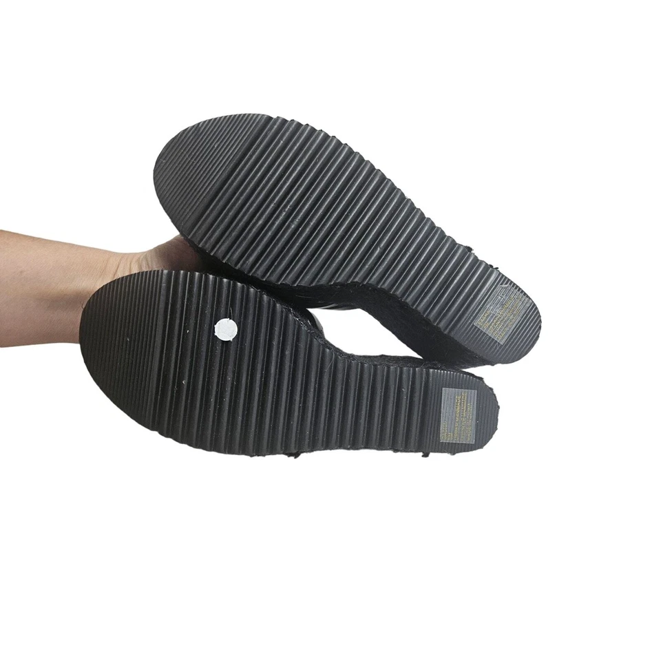 Beach Matisse 8 Sasha Black Braided Espadrille Wedge Sandal Slide Vegan - Image 3 of 4