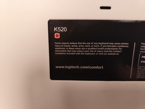 Logitech K520 820-006987 Wireless Desktop Keyboard - W/ Battery - No Receiver - Picture 8 of 19