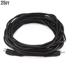 25FT RCA Male to Female Audio Video Composite Cable Extension Cord DVD Black