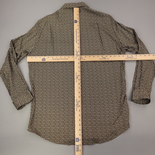 Vintage Claiborne Hemd Herren Large hellbraun 100 % Viskose geometrisch 90er Jahre Y2K adrett - Bild 8 von 13