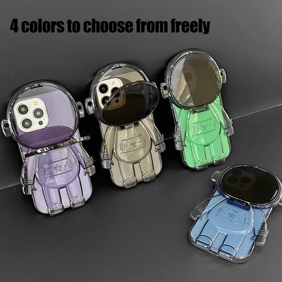For Apple iPhone 14 Pro Max 13 12 11 Cute 3D Space Astronaut Cartoon Clear Case
