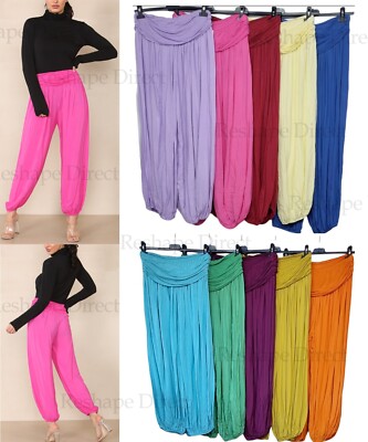 Damen Lagenlook Boho Hippie Harem Ali Baba Baggy Locker Uni Yoga Hose Pants